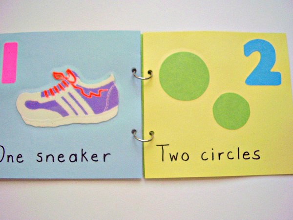 Pages in a homemade beginning counting book
