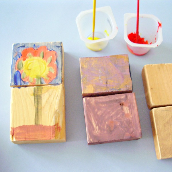 Paint two or more blocks to make a puzzle