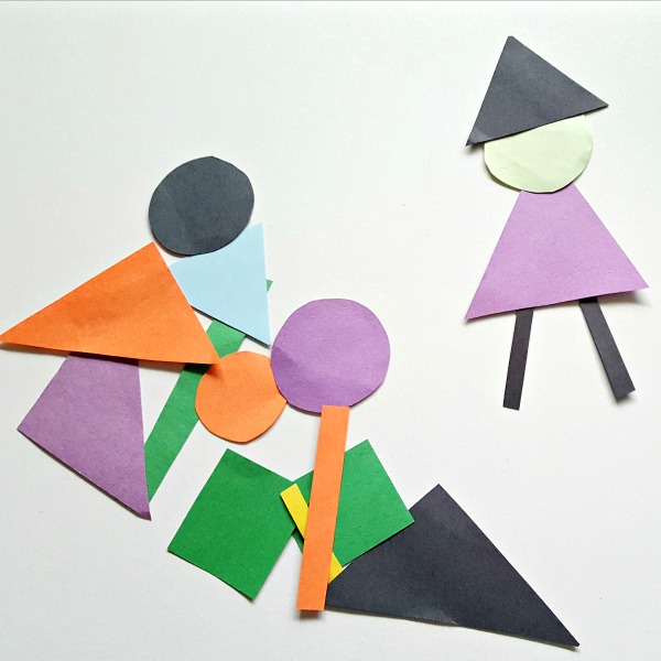 Halloween paper craft for kids with shape cutouts