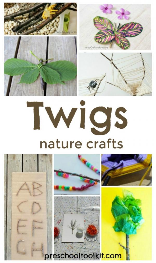 Preschool nature crafts using twigs