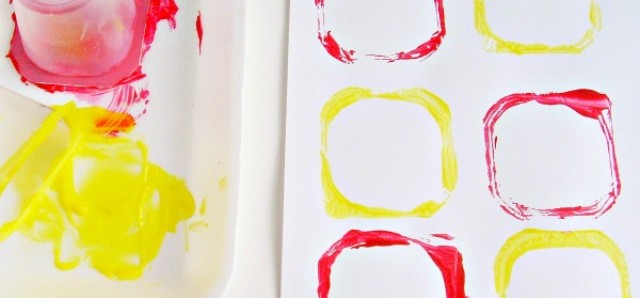 Recycle containers for a preschool painting activity