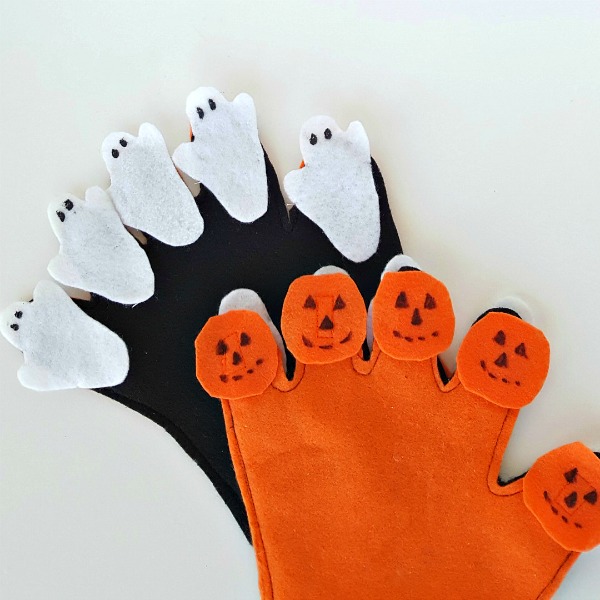 Homemade felt glove for finger play activities with preschoolers