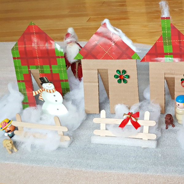 Santa visits the winter village kids craft and small world play