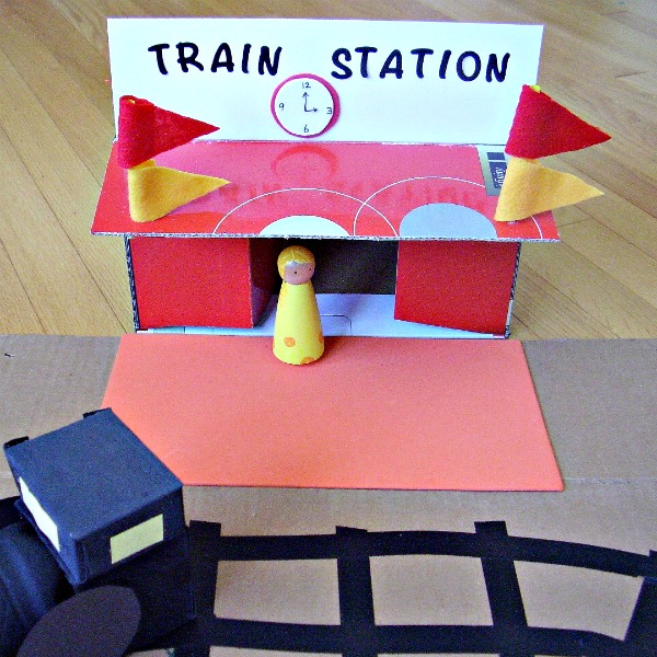 train with cardboard