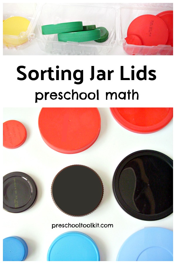 Sorting jar lids math activity 