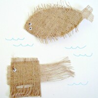 fish craft made with burlap for preschool 
