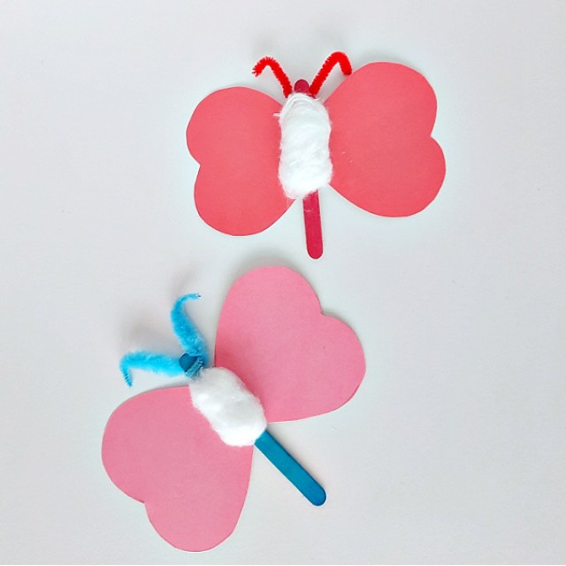 Valentine craft stick butterfly preschool craft