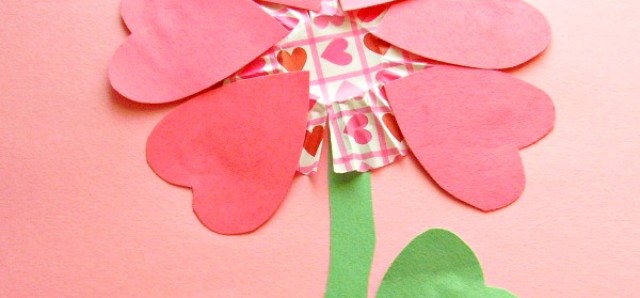 Valentine flower fine motor craft for preschoolers