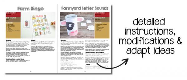 Inside peek at layout for a year of activities in Preschool Unit Lesson Plans