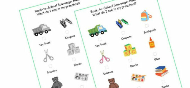 back to preschool and kindergarten scavenger hunt printable activity
