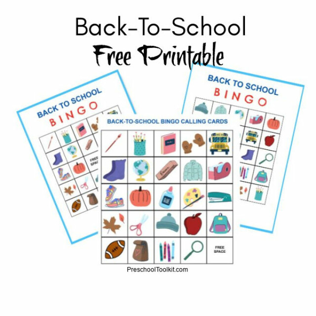 back to preschool free printable bingo game