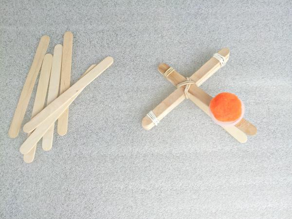 Kid-made craft stick catapult