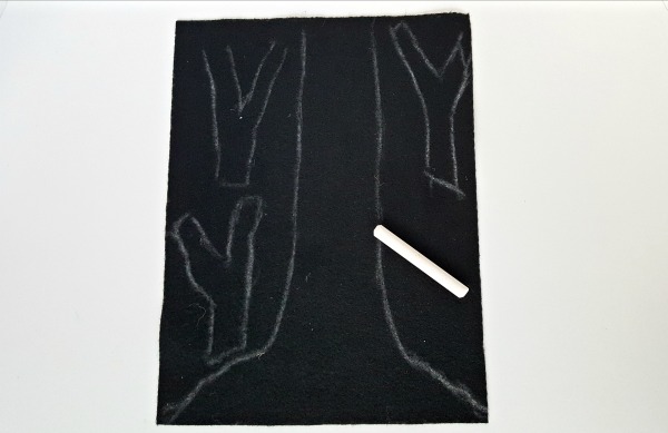 Draw chalk outline of tree and branches on felt