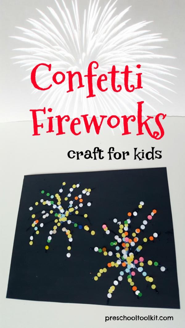 Fireworks Preschool Craft with Confetti and Glue » Preschool Toolkit