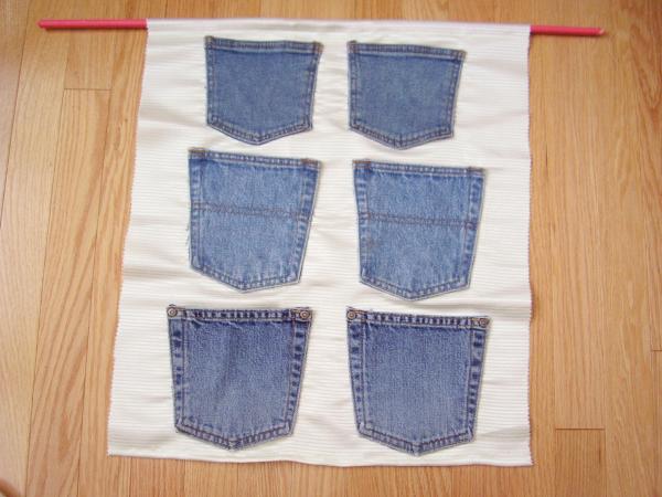 Recycle denim pockets for math games with preschoolers