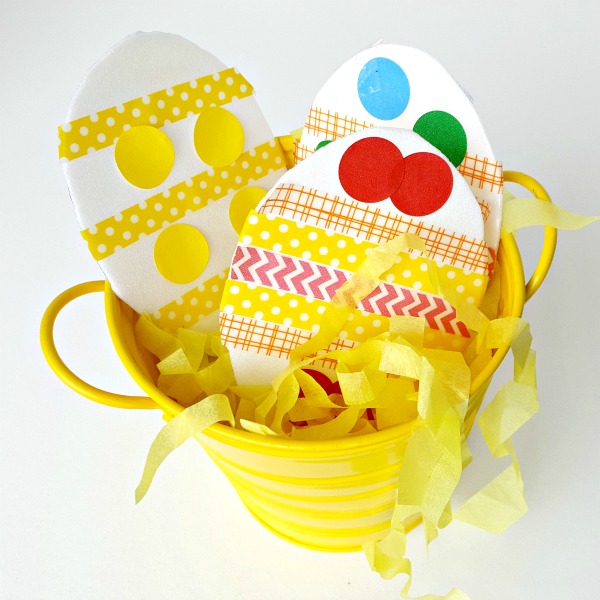 Easter egg craft for preschoolers using recycled foam trays