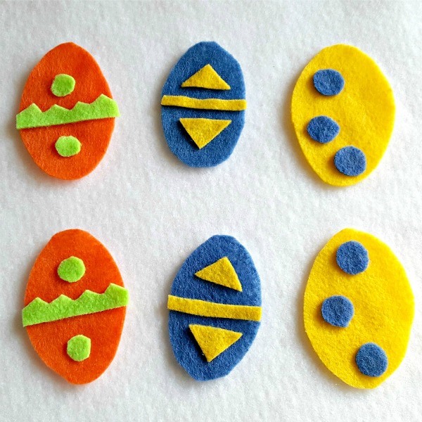 Decorating felt eggs sorting and creating activity for toddlers and preschoolers - Preschool Toolkit