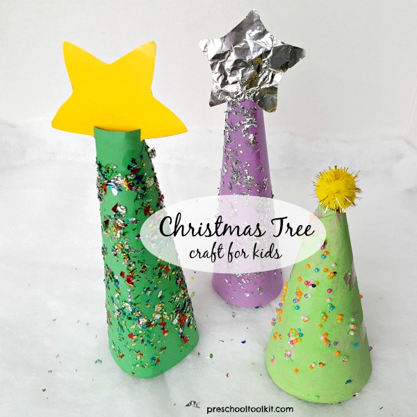 Preschoolers can make a glittery Christmas tree craft