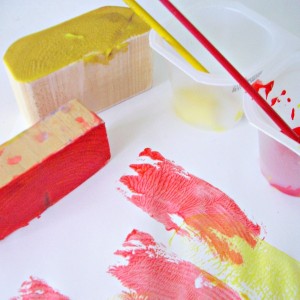 Homemade wooden paint stamps