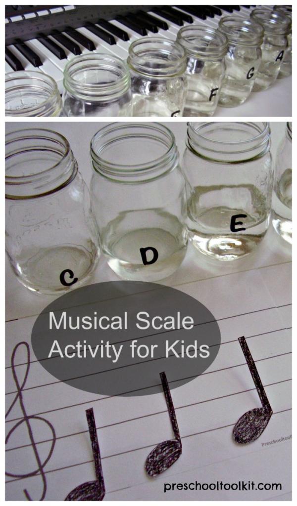Musical scale kids craft and activity with mason jars
