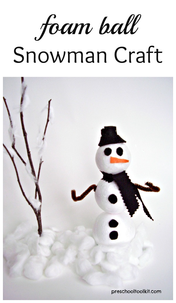 Easy to make foam ball snowman kids craft