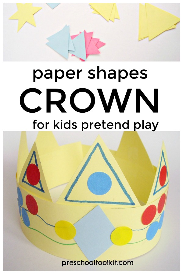Paper shapes crown craft for kids pretend play