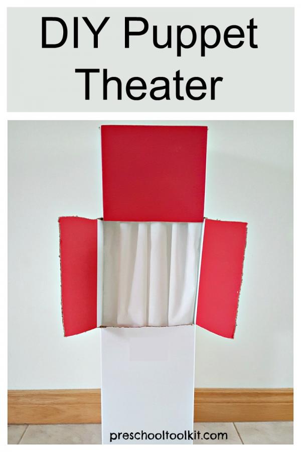 Homemade puppet theater for kids pretend play