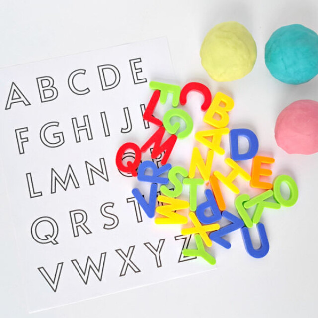playdough and letters of the alphabet activity for preschool