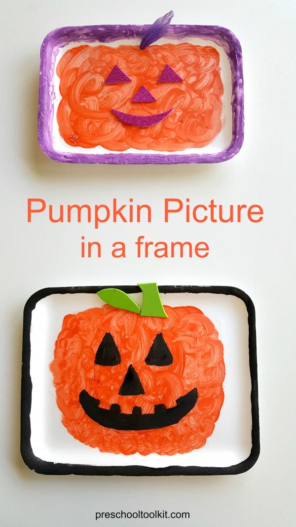 Paint pumpkins on foam trays in a kids art activity