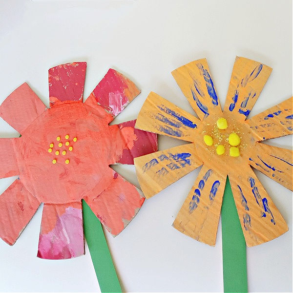 kids art cardboard canvas flower