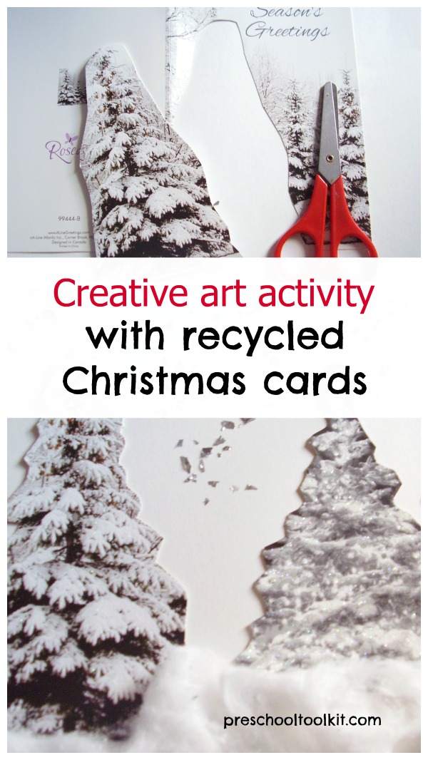 Recycle greeting cards in a kids craft