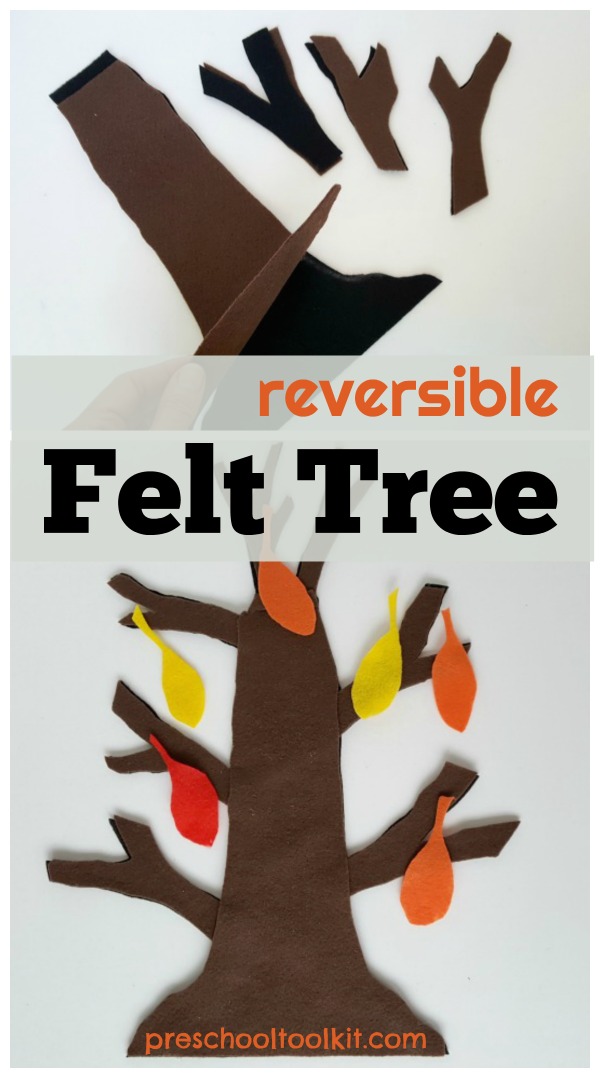 Reversible felt tree for preschool felt board activities
