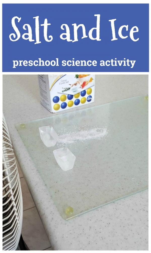 Salt and ice cubes experiment for kids
