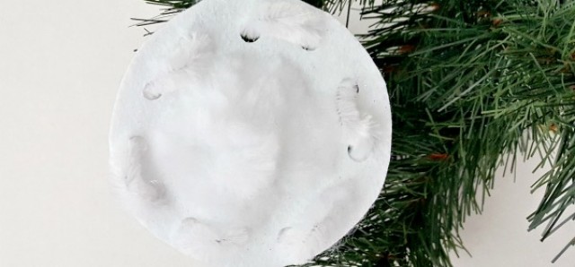 Snowball ornament with chenille stem kids craft 