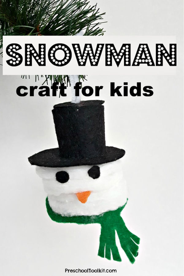 snowman ornament kids craft with cotton rounds