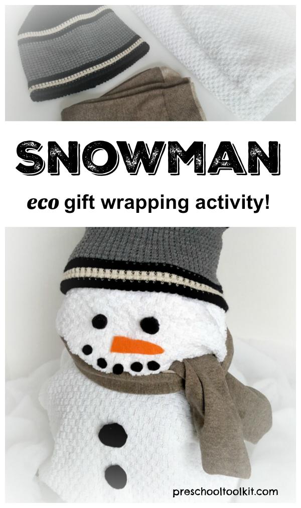 Snowman environmentally friendly gift wrapping activity