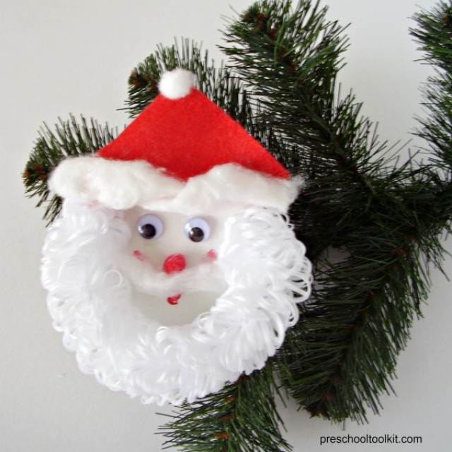 Santa with a fluffy beard Christmas ornament - Preschool Toolkit