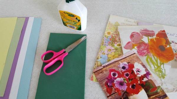 Supplies for a flower garden art activity