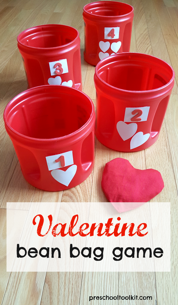 Valentine bean bag game for kids