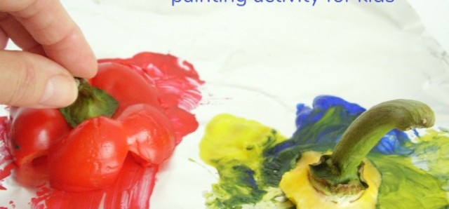 Veggie stamping painting activity for kids - Preschool Toolkit