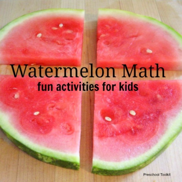 Watermelon activities shapes and weights for preschool summer math theme