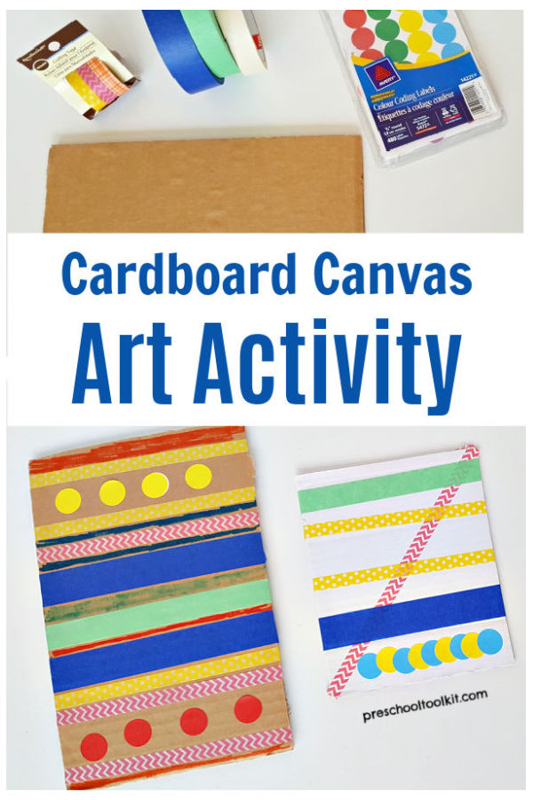 prek art activity with cardboard and tape