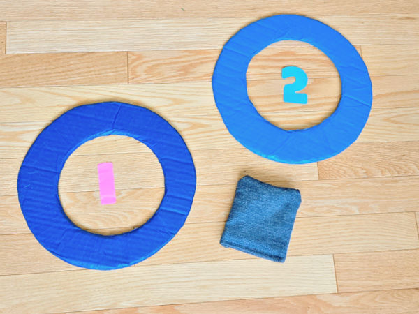 bean bag game with cardboard targets