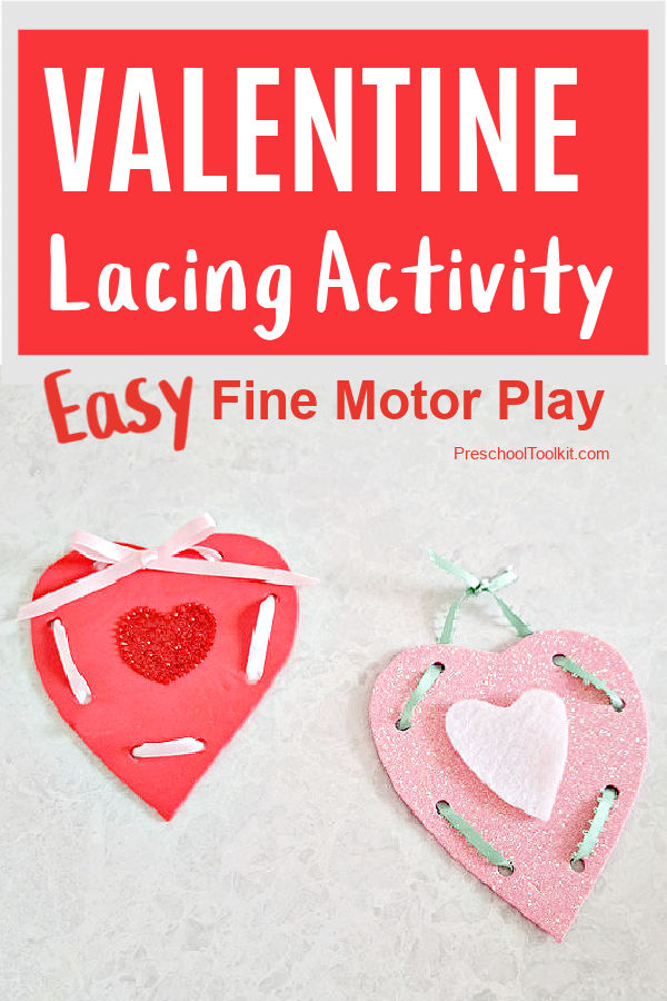 preschool Valentine lacing activity