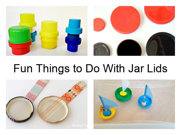 kids activities with recycled jar lids