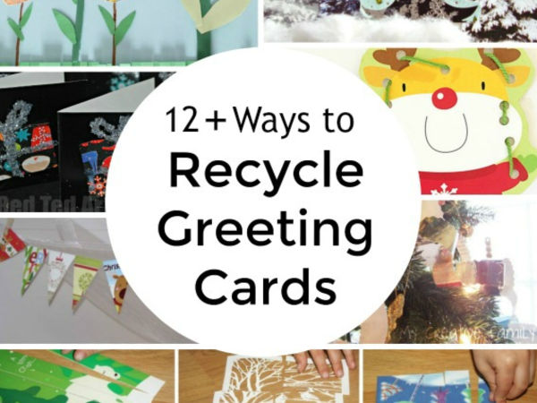 reuse holiday cards in kids crafts