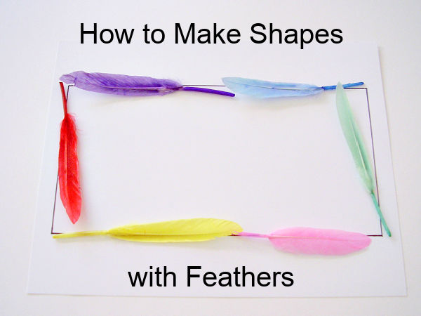 Kids math with feathers and shape templates