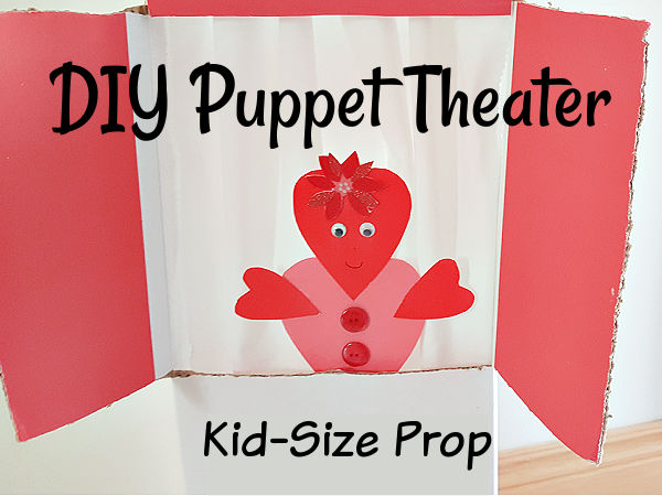 imaginative play with a cardboard box theater