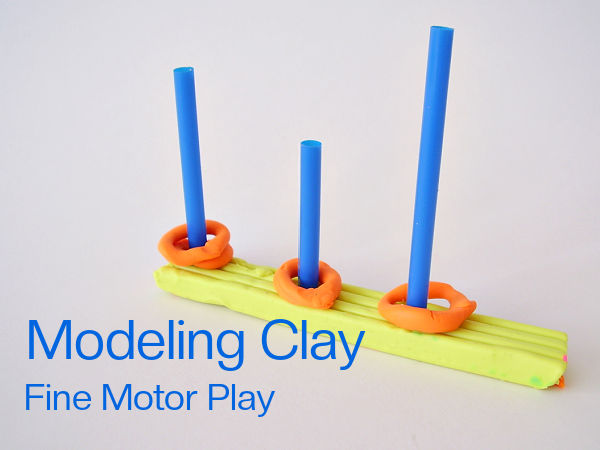 fine motor preschool activity with modeling clay