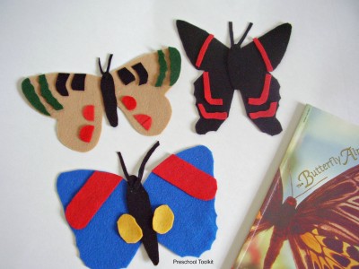 Felt butterflies book activity